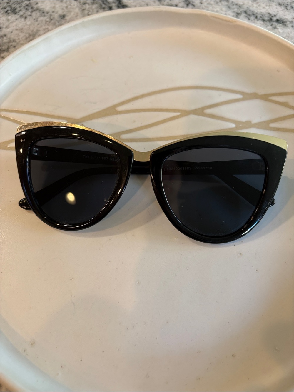Prive revaux black and gold cat eye sunglasses